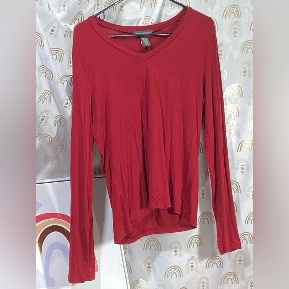 Banana Republic Crimson V-Neck Blouse